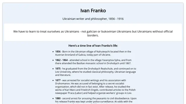 preview of Ivan Franko Tribute Page